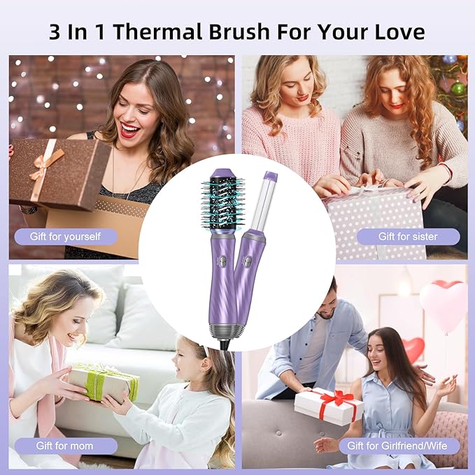 6 in 1 Hair Dryer Brush, Upgrade Detachable Blow Dryer Brush Air Styler Wrap Air Curler, Curly Twist Hot Curling Iron, Negative Ion Blow Dryer Hot Styler, Travel Hair Styling Tool