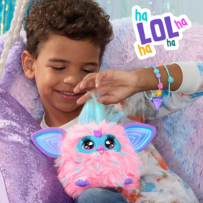 Furby Cotton Candy, 15 Fashion Accessories, Interactive Plush Toys for 6 Year Old Girls & Boys & Up, Voice Activated Animatronic, Pink & Blue (Amazon Exclusive)