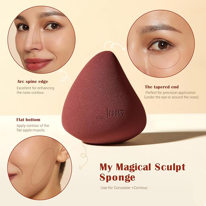 Jessup Makeup Sponge Set, 3pcs Make up Sponges for Face Soft Beauty Sponges Foundation Sponge Makeup Blender Concealer Sponge, SP013
