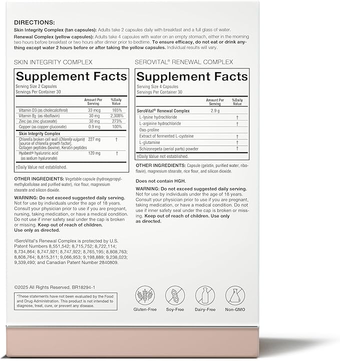 Serovital Skin Revive - Anti Aging Supplement – Dual Action Day/Night Formula for Collagen Support, Skin Hydration, Fine Line Reduction – 30-Day Supply