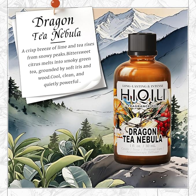 HIQILI Dragon Tea Nebula Fragrance Oil for DIY, Hotel Scents for Essential Oil Diffuser, A Clean Yulong Tea Aroma - 1 Fl Oz