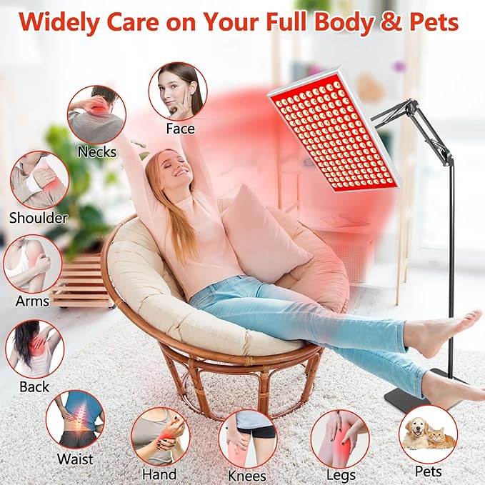 Red Light Therapy for Body & Face | 150 Dual-Wavelength LEDs (660nm Red & 850nm Infrared) Lamp with Adjustable Stand | Full Body Skin Rejuvenation, Muscle Relaxation & Home Pain Relief