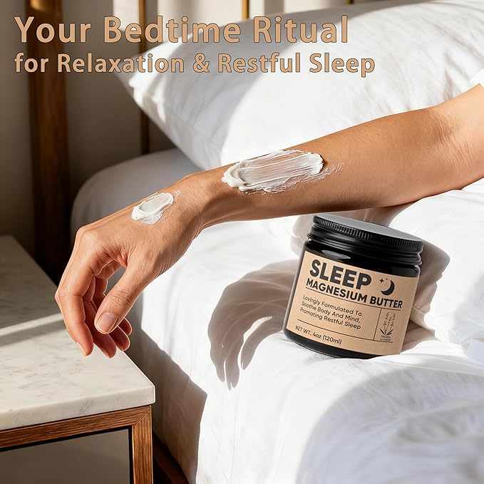 Magnesium Butter for Sleep - Magnesium Cream with Shea & Mango Butter, Arnica & Essential Oils, Nighttime MagnesiumLotion for Leg, Foot, Original Lavender 4oz