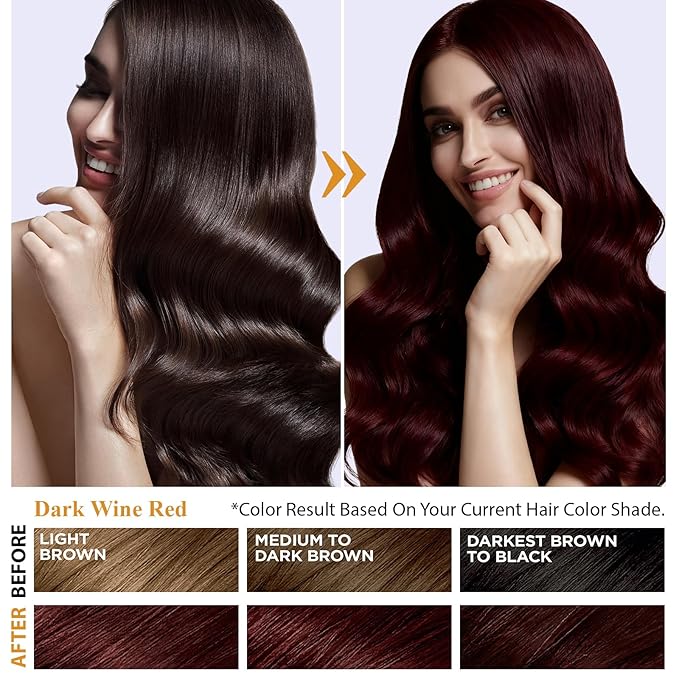 Hair Dye Shampoo in Dark Wine Red - Washes In Rich Color, Easy At-Home Color Shampoo Hair Dye for Women & Men, 3-in-1 Hair Color & Care for Natural-Looking Gray Coverage, Instant & Long-Lasting, 500ml