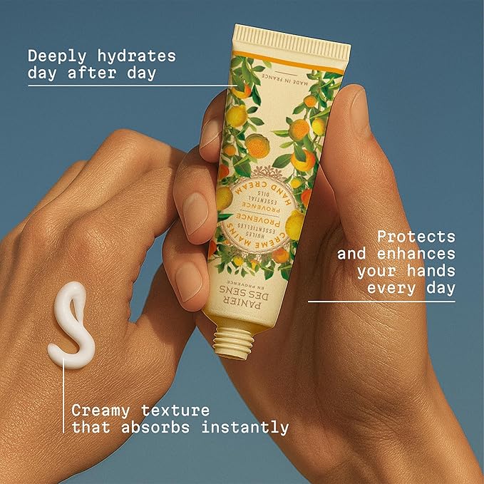 Panier des Sens - Small Hand Cream for Dry Cracked Hands - Provence Mini Hand Lotion for Dry Skin - With Shea Butter and Olive Oil - Hand Care 97% Natural Ingredients - Travel Size 1 floz