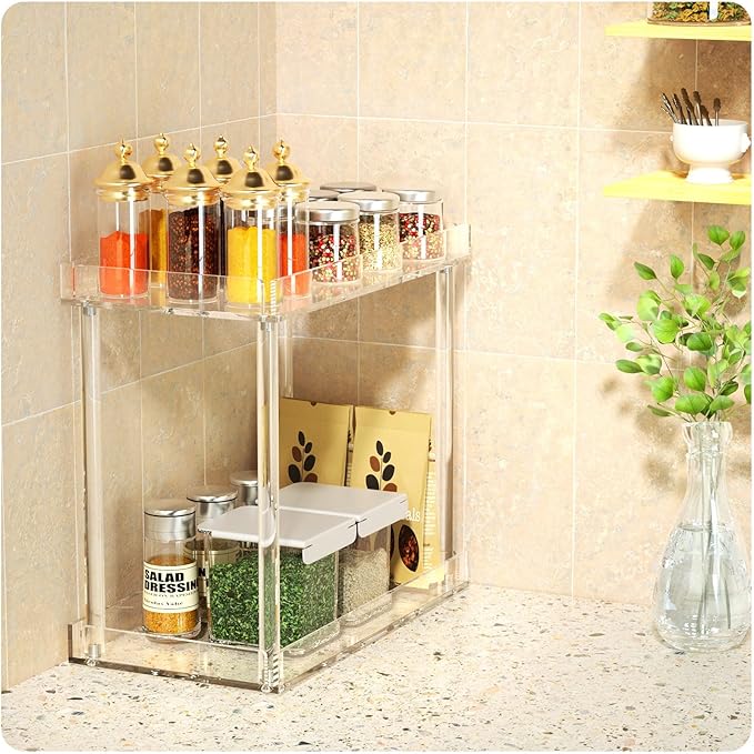 NPPLUS Acrylic Bathroom Counter Organizer, 2-Tier Tray Vanity Counter Organizer, Home Storage Holder for Makeup, Cosmetics & Perfume