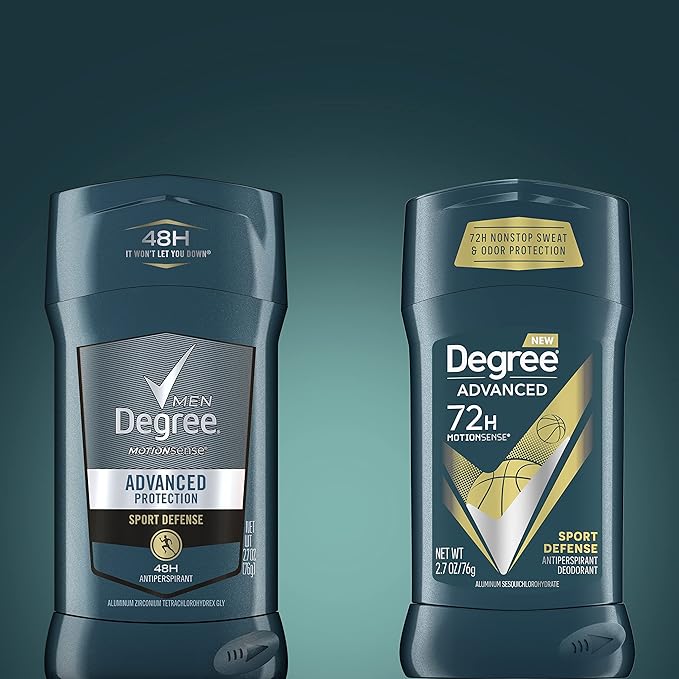 Degree Advanced Protection Antiperspirant Deodorant Sport Defense 4 count 72-Hour Sweat and Odor Protection Antiperspirant For Men With MotionSense Technology 2.7 oz