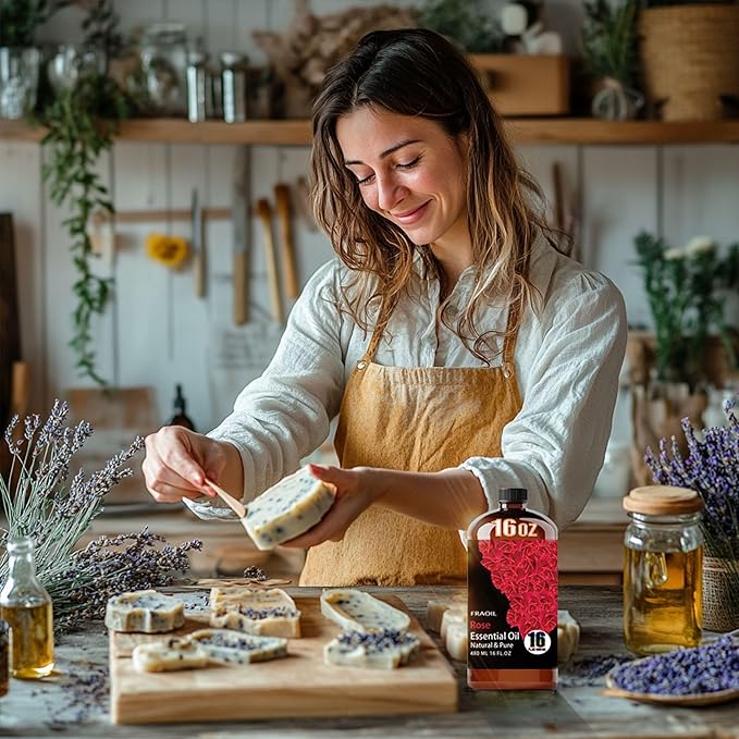 Rose Essential Oil, Rose Oil 16 Fl Oz 480 ML for Diffuser Humidifier Yoga Cleaning DIY Candle Soap Making Perfume Gift for Women Essential Oils