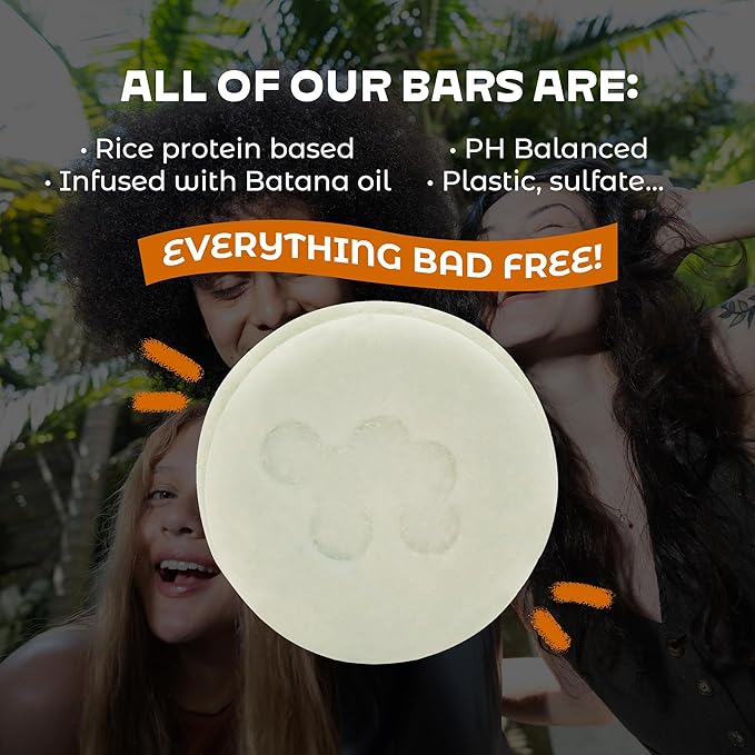 NOLE CARE Sustainable Conditioner Bar with Coconut & Batana Oil for Frizz (2.12 Oz Bar) - Sustainable, PH Balanced, Rice Protein Conditioner for Silky Frizzy Hair, Plastic-Free