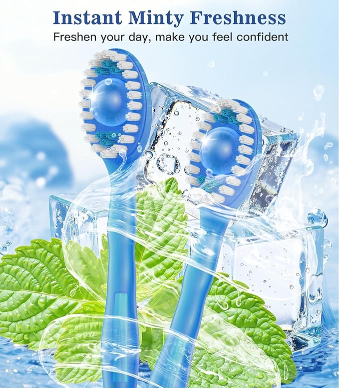 24 Pack 5 in 1 Disposable Mini Toothbrushes with Toothpaste, Floss, Pick & Tongue Scraper, Individually Wrapped, Portable Toothbrush Travel Set for Kids Adults, Mint Flavor