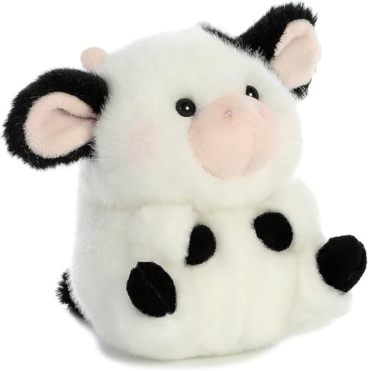 Aurora® Playful Rolly Pet™ Daisy Cow™ Stuffed Animal - Compact Size for On-The-Go Fun - for Adults, Kids, Birthdays, and Anniversaries - White 5.5 Inches