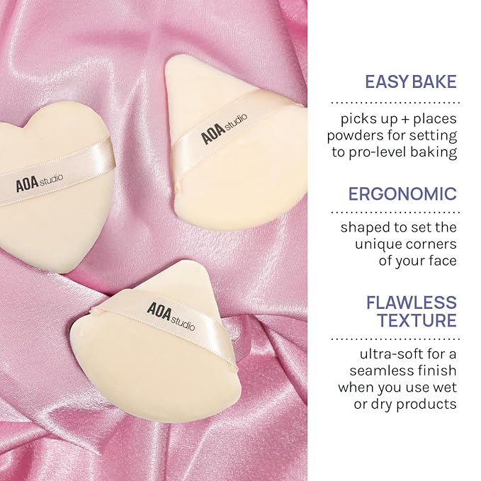 AOA Studio Velvet Puffs Makeup Puff Set of 6 Loose Powder Body Powder, Velour Makeup Blender Sponge Foundation Blending Sponges Set Beauty Makeup Tools(Black/Peach) (Small peach/Big peach/Heart peach)