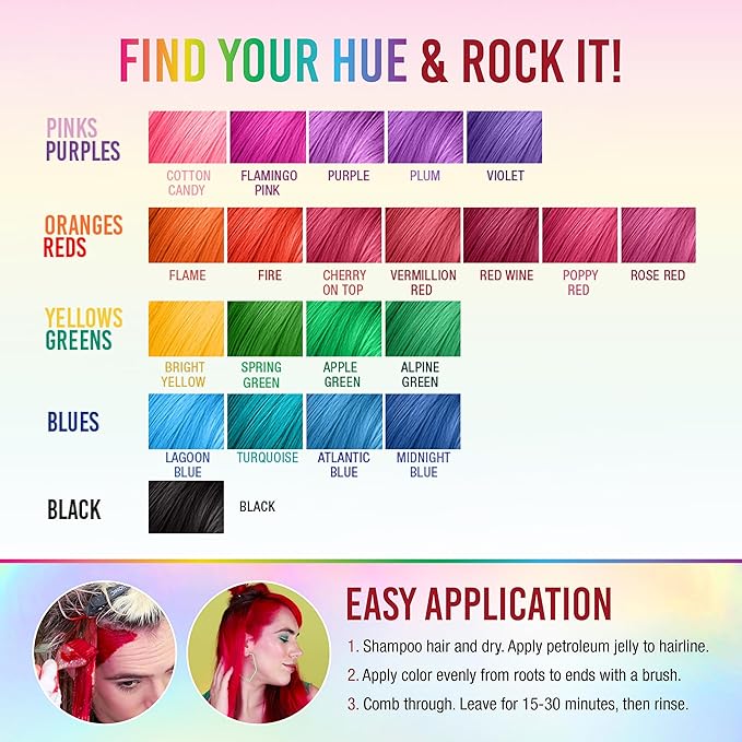 Punky Vermillion Red Semi Permanent Hair Color - Vegan & Cruelty-Free Conditioning Hair Dye, Lasts Up to 35 Washes, 3.5 fl oz