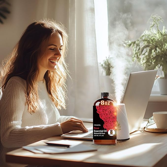 Rose Essential Oil, Rose Oil 8 Fl Oz 240ML for Diffuser Humidifier Yoga Cleaning DIY Candle Soap Making Perfume Gift for Women Essential Oils