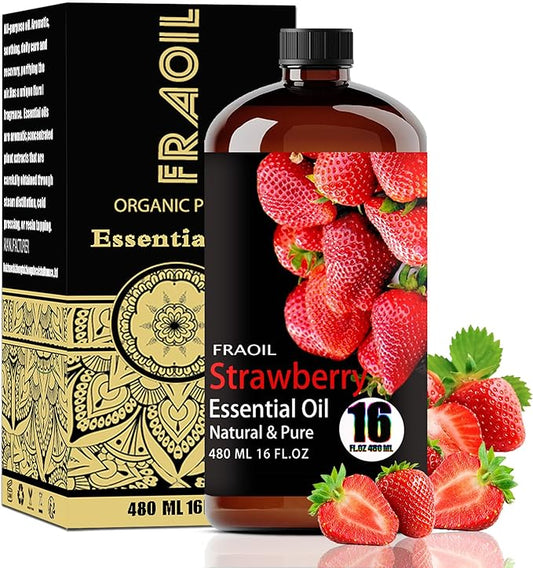 Strawberry Essential Oil, Strawberry Oil 16 Fl Oz 480 ML for Diffuser Humidifier Yoga Cleaning DIY Candle Soap Making Perfume Gift for Women Essential Oils