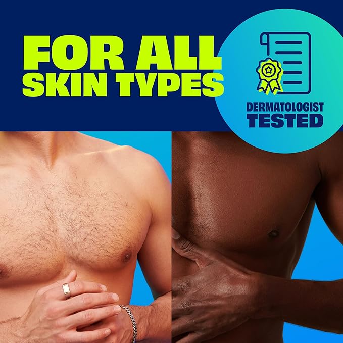 Nair Men Hair Remover Body Cream, Quick and Easy Body Hair Removal Cream for Men, Aloe and Lanolin, Dermatologist Tested, 12 Oz