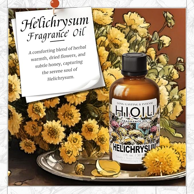 HIQILI Helichrysum Fragrance Oil from Natural Extracts, Essential Oil for Diffuser, Candle Making, DIY Helichrysum Balm - 1 Fl Oz