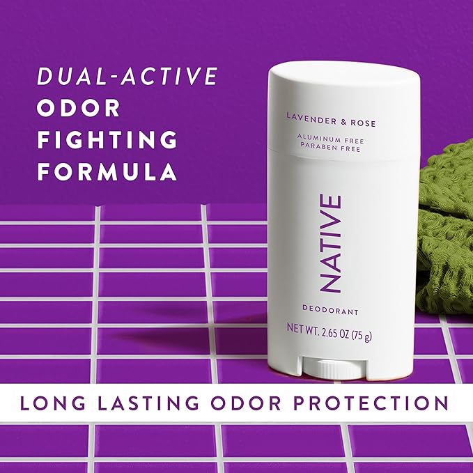 Native Deodorant Contains Naturally Derived Ingredients, 72 Hour Odor Control | Deodorant for Women and Men, Aluminum Free with Baking Soda, Coconut Oil and Shea Butter | Lavender & Rose