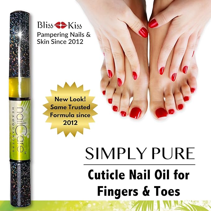 Cuticle Oil Pen for Nails - Nail Strengthener & Growth Oil and Serum for Damaged Nails, Hangnails w/Jojoba cuticle oil—Coconut Lime Verbena Fragrance - Holographic Glitter Pens 4-Pack