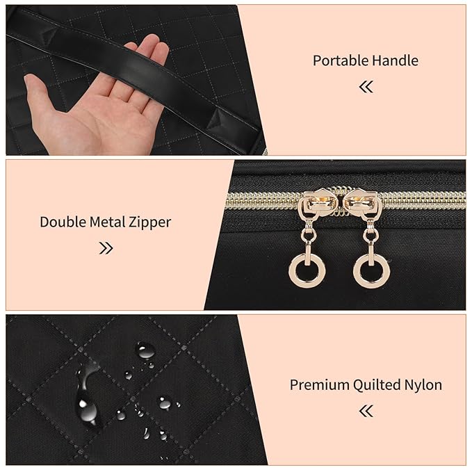 CUBETASTIC Nail Polish Organizer, Nail Tech Organizers and Storage Case Holds 69 Bottles Nail Polish & Nail Lamp, Travel Nail Supplies bag for Nail Tech Kit & Manicure Tools, Black