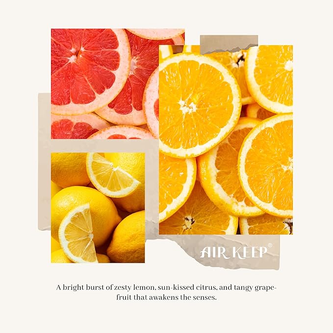 Airkeep Reed Diffuser Set,3.38 fl oz (100 ml) - Citrus Lemon Oil Diffusers with 8 Reed Sticks, Home Fragrance Reed Diffuser for Bathroom Shelf Decor