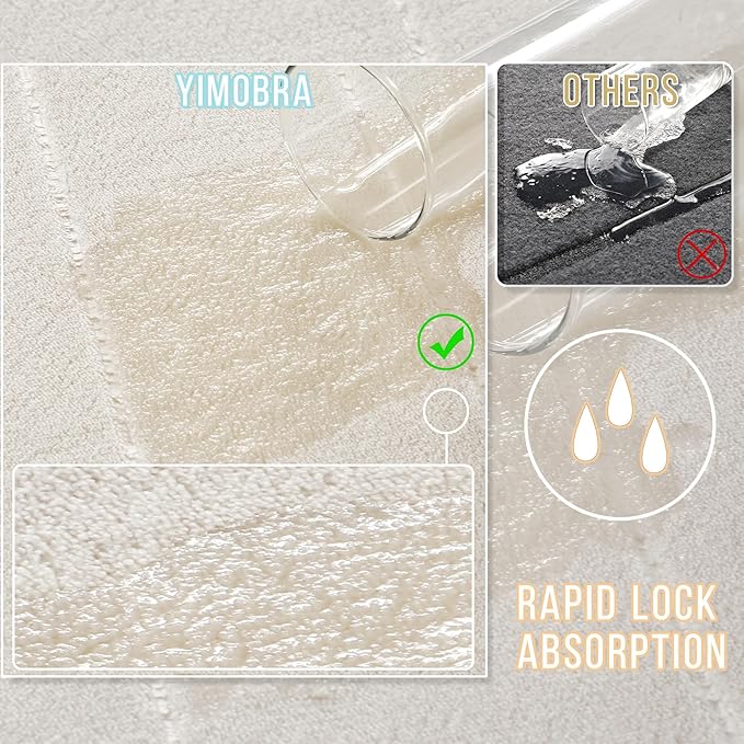 Yimobra Memory Foam Bath Mat, Super Soft Absorbent Bathroom Rug Non Slip, Quick Dry, Machine Washable Floor Carpet for Tub Shower, Home Decor Accessories, 24x17, Cream