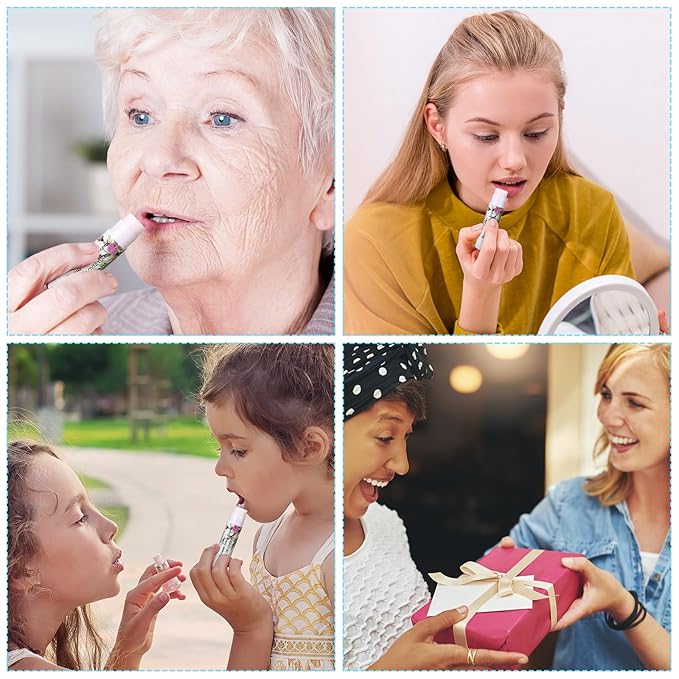 50 Pcs Christmas Christian Lip Balm Bulk Bible Verses Lip Balm Scripture Christian Gifts for Women Faith Religious Church Party Favor Inspirational Gift for Coworker Staff Employee(Floral)