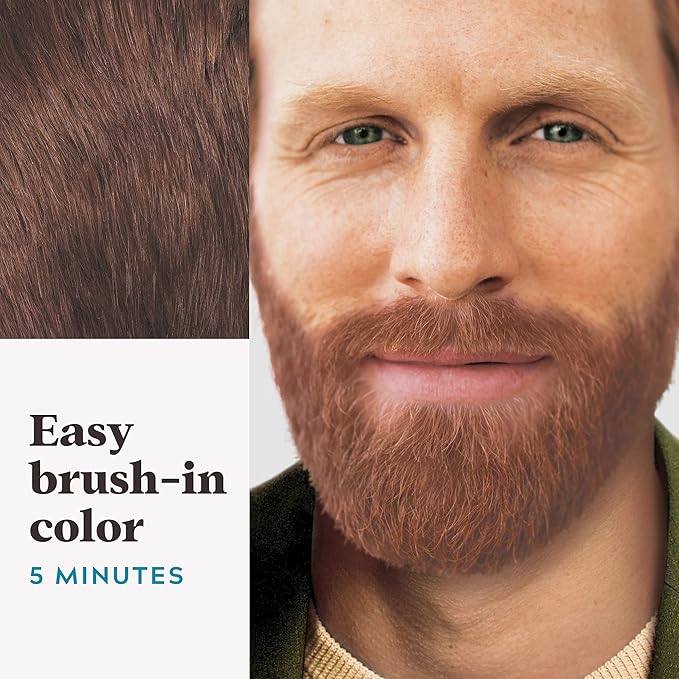 Just For Men Mustache & Beard, Beard Dye for Men with Brush, With Keratin Biotin Aloe and Coconut Oil for Healthy Facial Hair - Light Red Brown, M-27, Pack of 3 (Packaging May Vary)