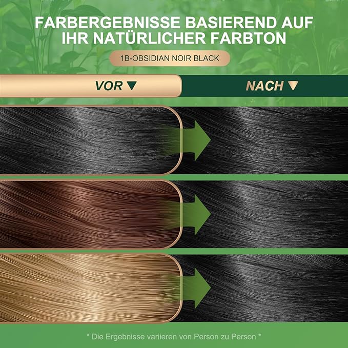 Permanent Hair Dye Gray Coverage Hair Dye PPD-Free Permanent Hair Color for Women 1B Obsidian Noir Black Natural Black