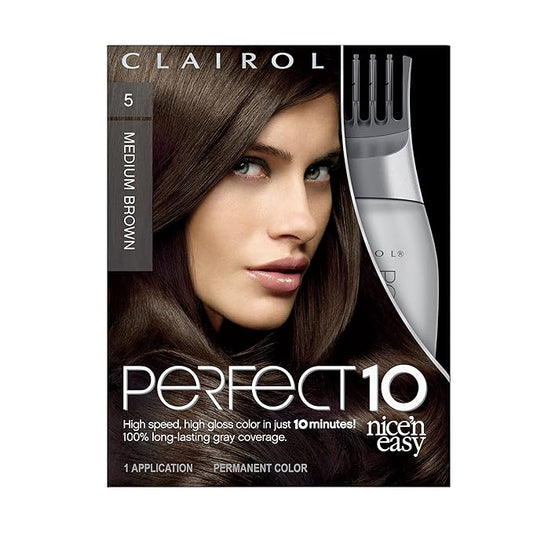 Clairol Nice'n Easy Perfect 10 Permanent Hair Dye, 5 Medium Brown Hair Color, Pack of 1
