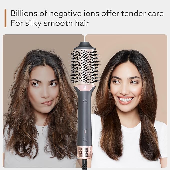 Blow Dryer Brush Hair Dryer | One-Step Hot Air Brush with Oval Volumizer High-Speed Hair Styler with Negative Ions for Drying & Smoothing & Volumizing for All Hair Types 110000 RPM Black