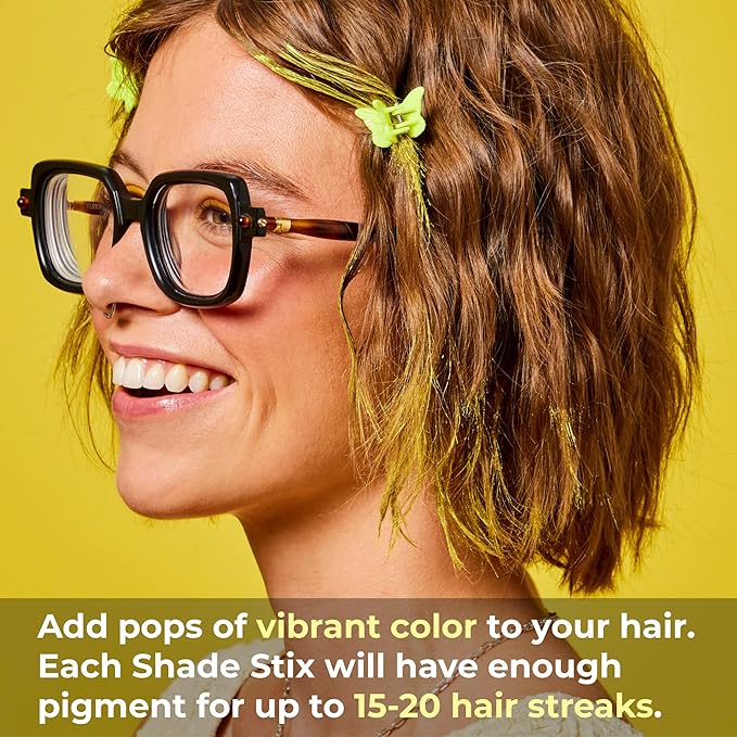 Hally Hair Temporary Hair Color, Shade Stix (Yellow) - Hair Makeup Accessories for Kids, Teens & Adults - 12 ml Washable Hair Chalk & Dye for Festivals, Sporting Events & Parties