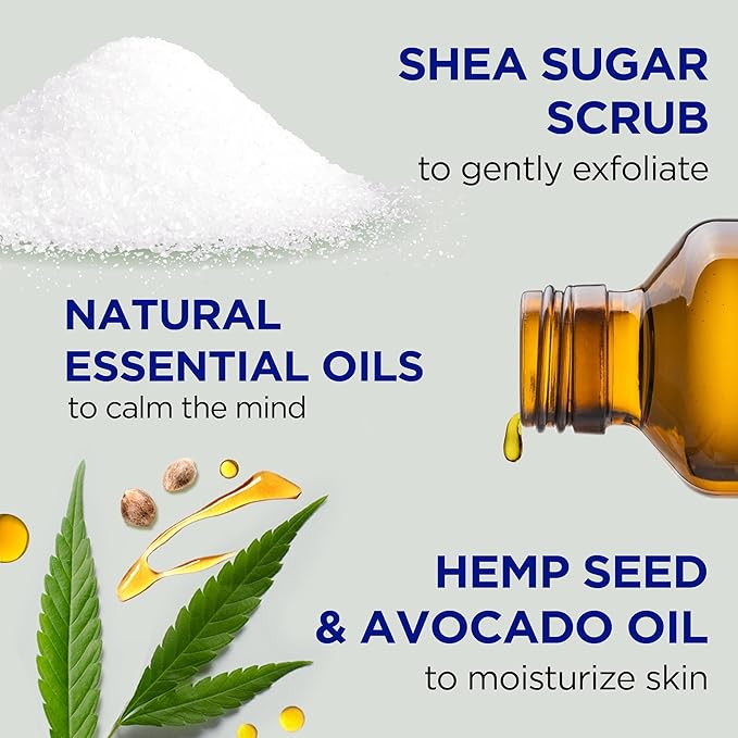 Dr Teal's Shea Sugar Body Scrub, Cannabis Sativa Hemp Seed Oil with Essential Oils, 19 oz (Pack of 3)