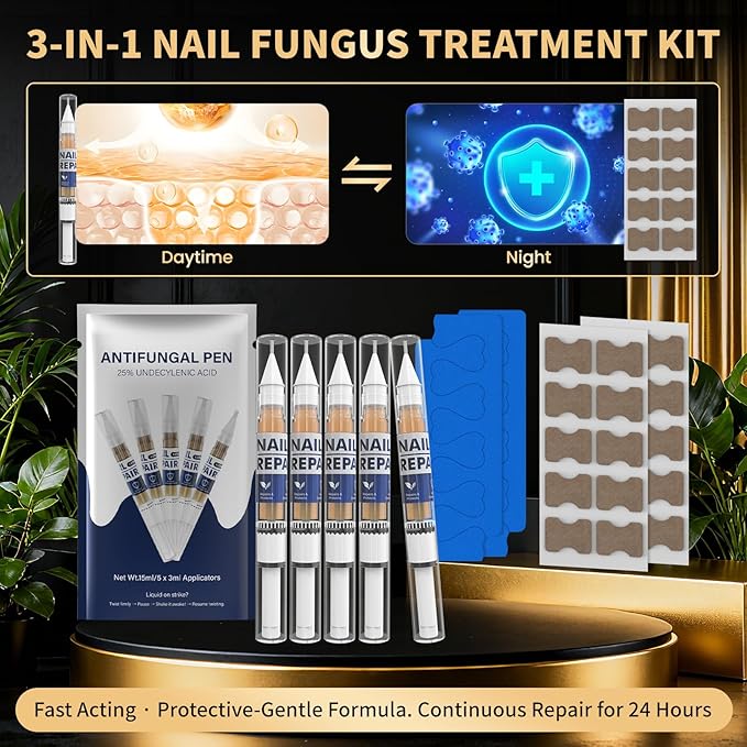 Toenail Fungus Treatment Extra Strength Pen for Damaged Toenail & Finger, More Pure Natural Plant Extracts, Toe Nail Fungus Renewal Patches & Toe Spacers for Damaged Nail for Women and Men