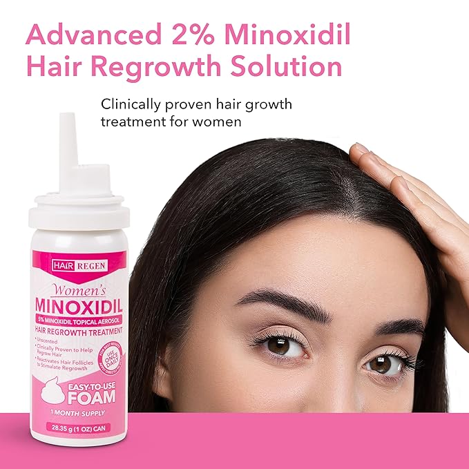 Minoxidil Foam for Women 5% Percent - Women's Hair Growth Treatment for Her - Topical Foaming Minoxidil for Women - Great for Hair Regrowth and Reduce Hair Loss - 1 Pack as 1 Month Supply