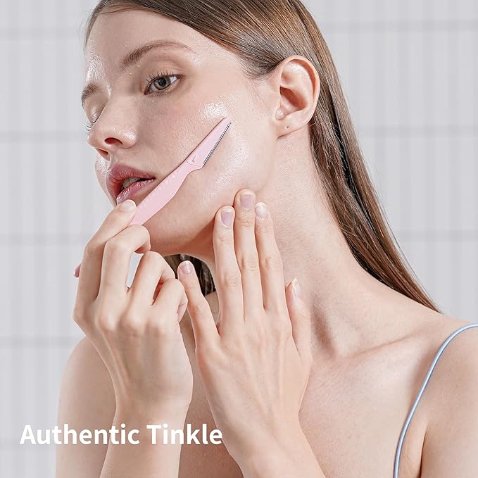 Tinkle Everglow Dermaplane Razor (3 ct), Eyebrow Razor & Face Razors for Women, Peach Fuzz Remover, Dermaplaning Tool, Stainless Steel Blades, Stocking Stuffers