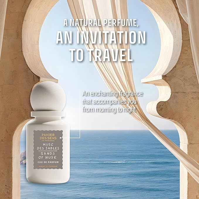 Panier des Sens - Sands of Musk Women Perfume 1.7 Floz – Floral, Musk Perfume - Daily Luxury Women's Fragrances - Eau de Parfum Crafted in Grasse, France - Gifts for Her - Elegant Packaging