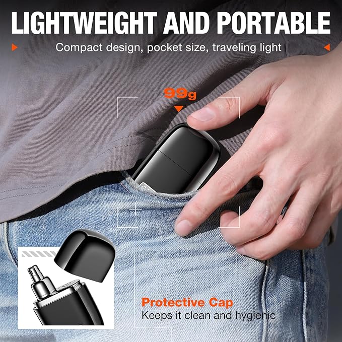 yoose Alloy Nose Hair Trimmer, Portable Nose Hair Trimmer for Men Women, Rechargeable, Washable Nose Trimmer, Detachable Head, Easy to Clean, Travel Size, Dual Edged Blades, Painless Trimming, Black