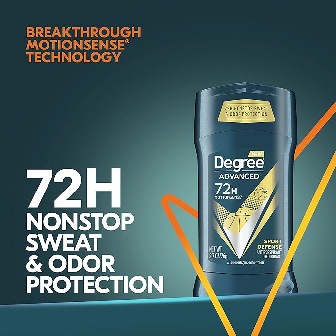Degree Advanced Protection Antiperspirant Deodorant Sport Defense 4 count 72-Hour Sweat and Odor Protection Antiperspirant For Men With MotionSense Technology 2.7 oz