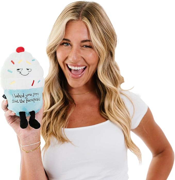 Punchkins Cupcake Plushie - I Baked You Some Cupcakes Funny Cupcake Plush, Sarcastic & Sassy Food Plush Toy for Gifting