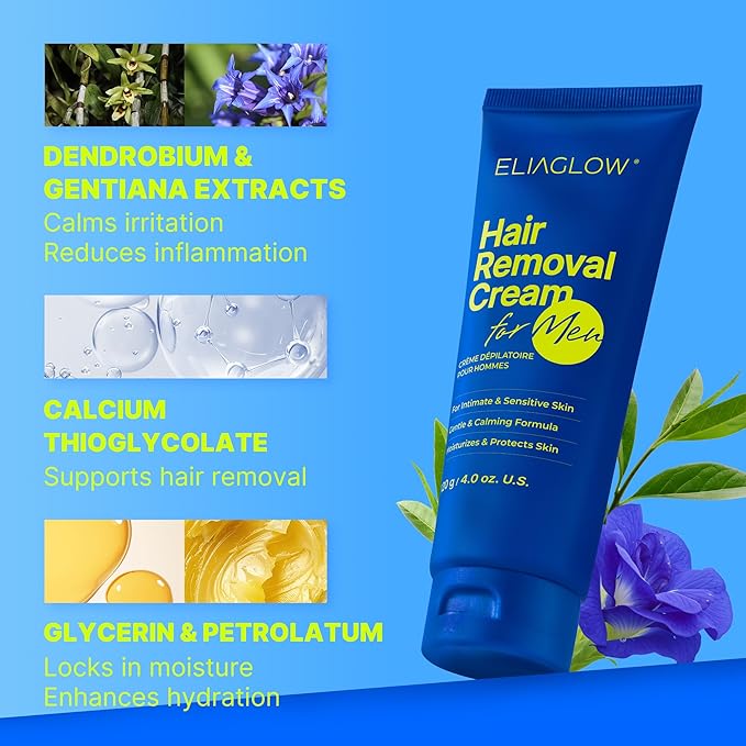 Hair Removal Cream for Men and Women: Sensitive Depilatory Cream for Intimate/Pubic Areas, Body, Legs, and Underarms, Easy & Painless, Gentle Formula for All Skin Type,120ml