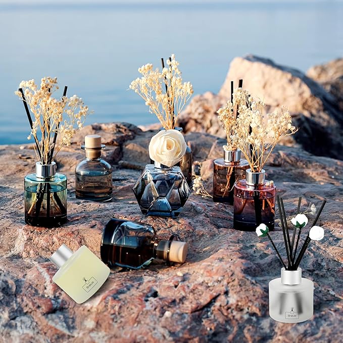 Brakula 2 Pack Reed Diffuser Set, Moroccan Amber Scented, Home Fragrance with 14 Sticks Bathroom Decor, Reed diffusers for Home 6.76 fl oz (Moroccan Amber)