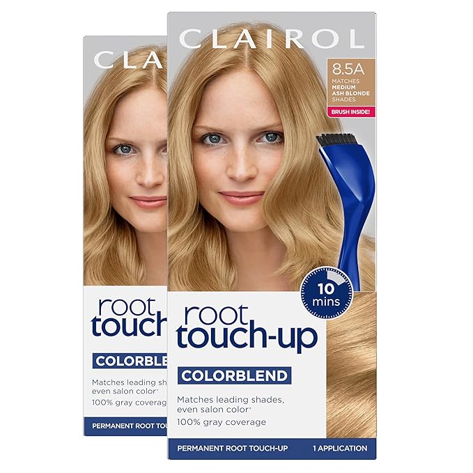 Clairol Root Touch-Up by Nice'n Easy Permanent Hair Dye, 8.5A Medium Ash Blonde Hair Color, Pack of 2