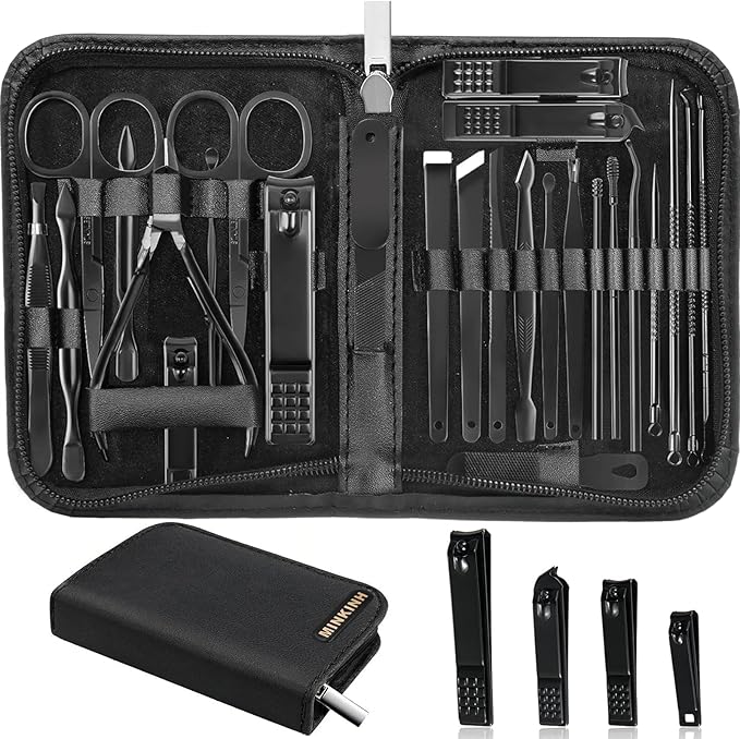 Manicure Set Professional Nail Clipper Kit-26 Pieces Stainless Steel Manicure Kit,Nail Care Tools with Luxurious Travel Case Nail Grooming Kit Present for Men Husband Boyfriend Parent