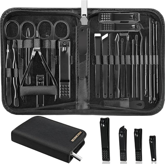 Manicure Set Professional Nail Clipper Kit-26 Pieces Stainless Steel Manicure Kit,Nail Care Tools with Luxurious Travel Case Nail Grooming Kit Present for Men Husband Boyfriend Parent