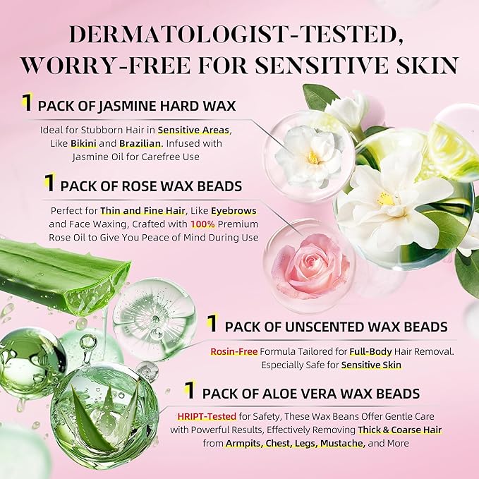 LANSLEYWAX Digital Waxing Kit for Women Men - Water Pink Waxing Machine with 39 Accessories - Hard Wax Kit for Arm Leg Brazilian Bikini Face Sensitive Skin, Wax Warmer Hair Removal for Home/Salon Use