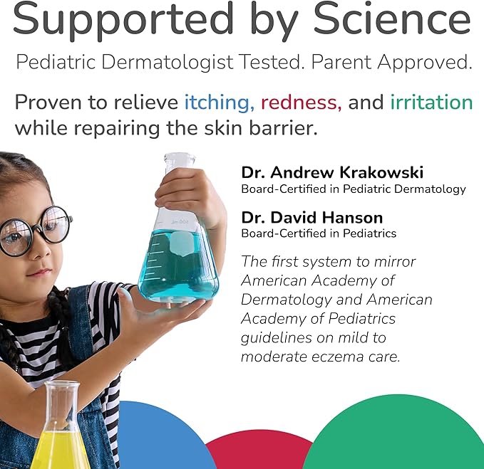 Easy as 1-2-3 Eczema Management System, Eczema1 Ultra-Gentle Cleansing Primer (x1), Eczema2 Manuka Flare Control Spray (x1), Eczema3 Ceramide-Rich Skin Barrier Repair Eczema Cream for Kids (x3)