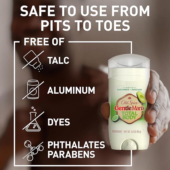 Old Spice Whole Body Deodorant Stick for Men, Aluminum Free, Cucumber + Avocado Scent, 24/7 Odor Protection, 24/7 Lasting Freshness, Dermatologist Tested, Gentle on Skin, Safe to Use All Over, 3.0 oz