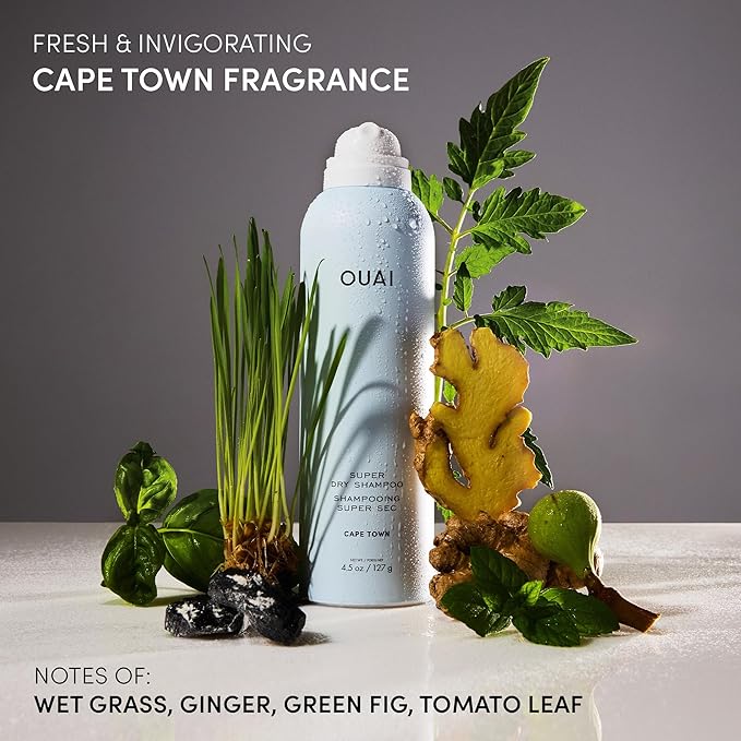 OUAI Super Dry Shampoo - Volumizing Dry Shampoo - Absorbs Oil, Dirt & Sweat - Blends Seamlessly into Hair with Zero Residue & Enriched with a Long-Lasting Scent - Cape Town (4.5 oz)