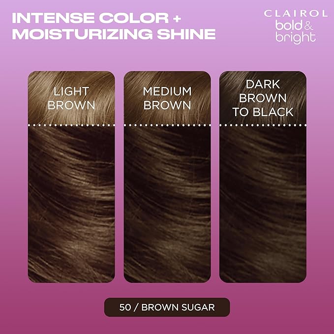 Clairol Bold & Bright Permanent Hair Dye, 50 Brown Sugar Hair Color, Pack of 1